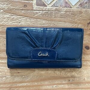 Coach Ashley Patent Leather Blue Women's Wallet
